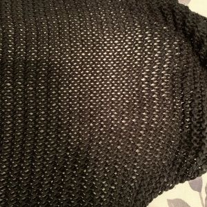 Black knit scarf, medium thick silk-like thread. No flaws. Like new